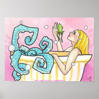 Sirène de pieuvre dans la baignoire poster d'art i