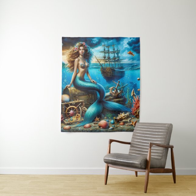 Sirène de Tapisserie moyenne (50 po x 60 po) (En situation)