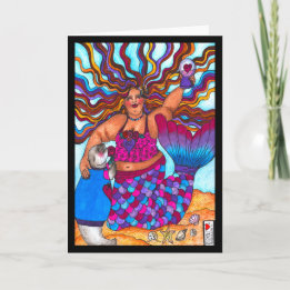 Sirène et phoque sur la carte de plage