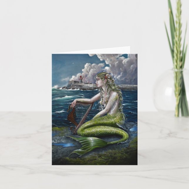 Sirène irlandaise avec carte de voeux pour la harp (Devant)