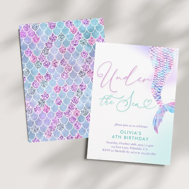 Sirène moderne sous la mer Invitation d'anniversai (Créateur téléchargé)