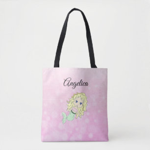 Sirène rose Blonde Sac fourre-tout personnalisé