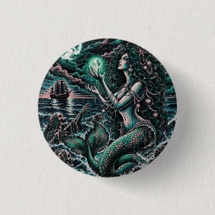 Sirene’s Cove Dunkle Meerjungfrau Nautical Horror Button
