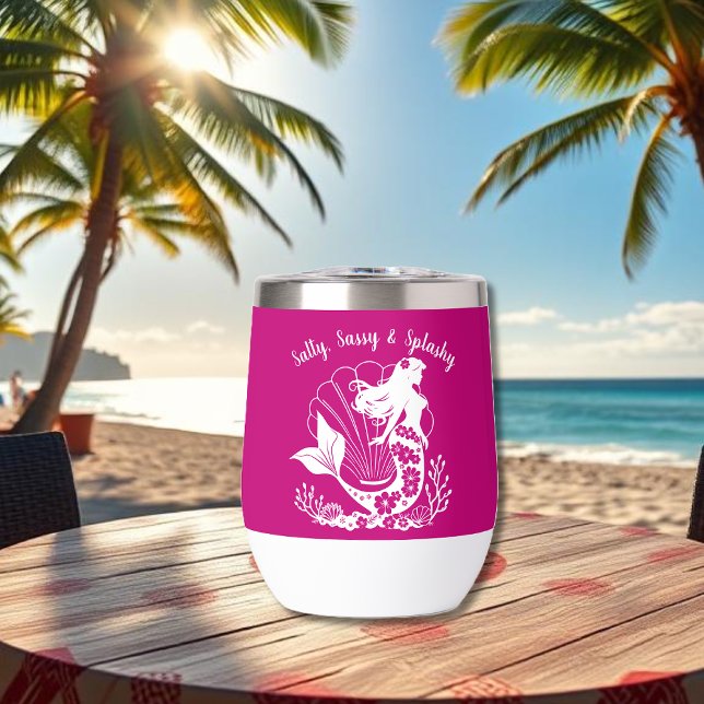 Sirène-Salé Hawaïen Sassy & Splashy-Pink (Hawaiian Mermaid-Salty & Sassy-Fisherman Core-Beach-Summer Tumbler Salty Sassy and Splashy-pink)