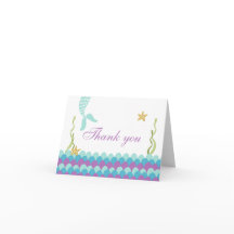 Sirène Sous La Mer Carte de remerciements Violet T