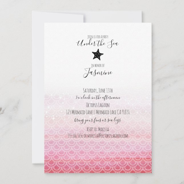 Sirène sous la mer Invitation fête d'anniversaire (Devant)