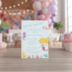Sirène sous la mer Invitation fête d'anniversaire