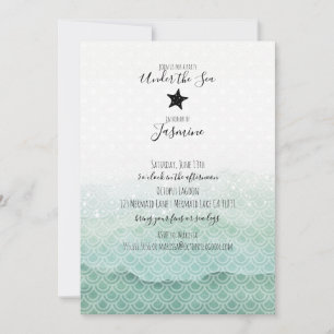 Sirène sous la mer Invitation fête d'anniversaire