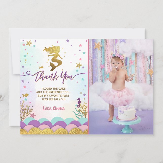 Sirène sous le carte de remerciements (Devant)