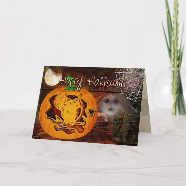 Sirene-Spuk Halloween-Kürbis-Schnitzen Karte (Vorderseite)