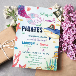 Sirènes Et Pirates Invitation Anniversaire