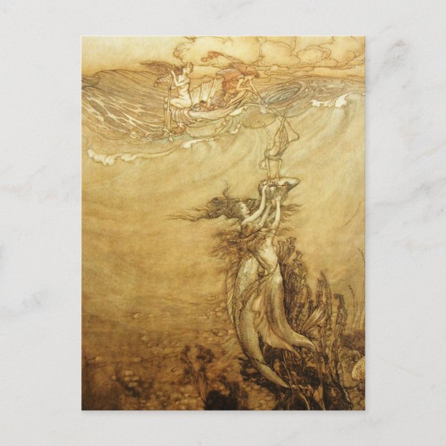 Sirènes Pêcher Pour Perles Carte Postale (Devant)