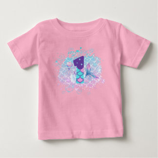 Sirenita con Número 1, Primer Cumpleaños Infantil Baby T-shirt