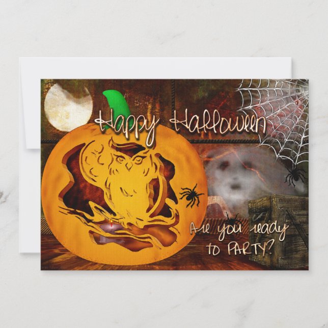 Sirens Spuk Halloween Pumpkin Carving Einladung (Vorderseite)