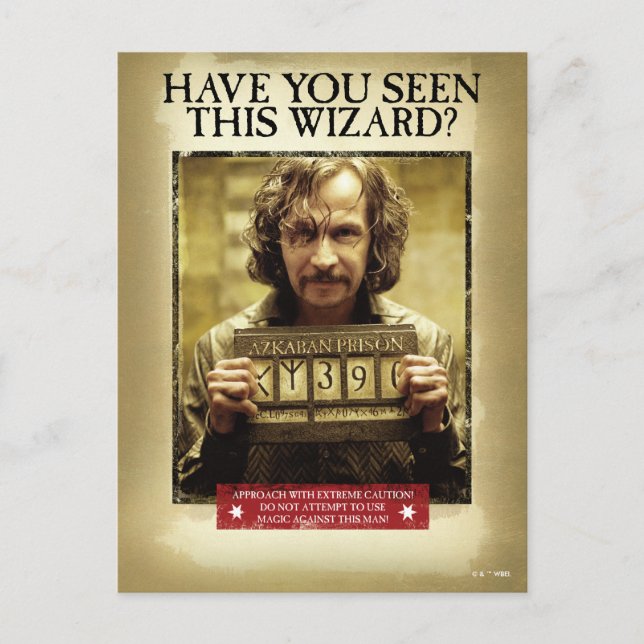 Sirius-Black-Steckbrief Postkarte (Vorderseite)