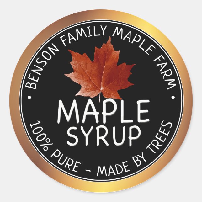 Sirop d'érable Étiquette 100% PUR - FABRIQUÉ PAR D (Devant)