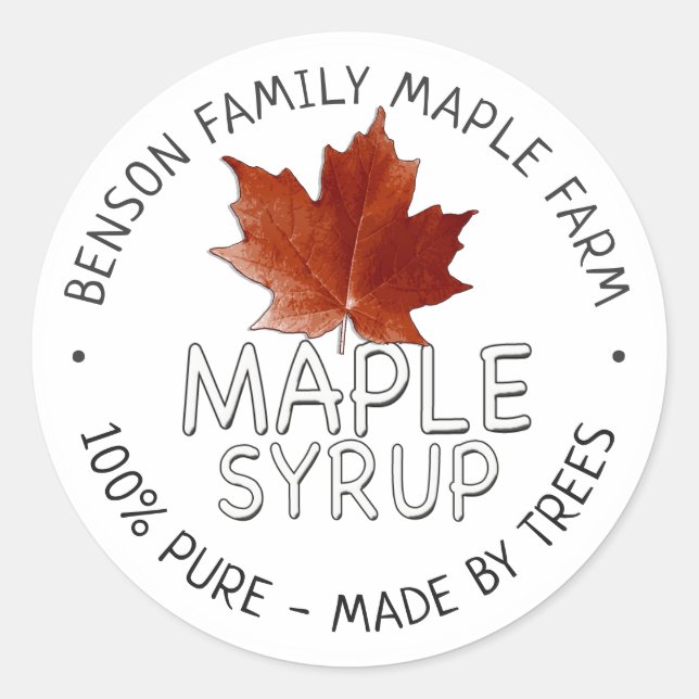 Sirop d'érable Étiquette 100% PUR - FABRIQUÉ PAR D (Devant)