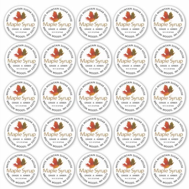 Sirop d'érable Étiquette personnalisé couleur feui (Devant)