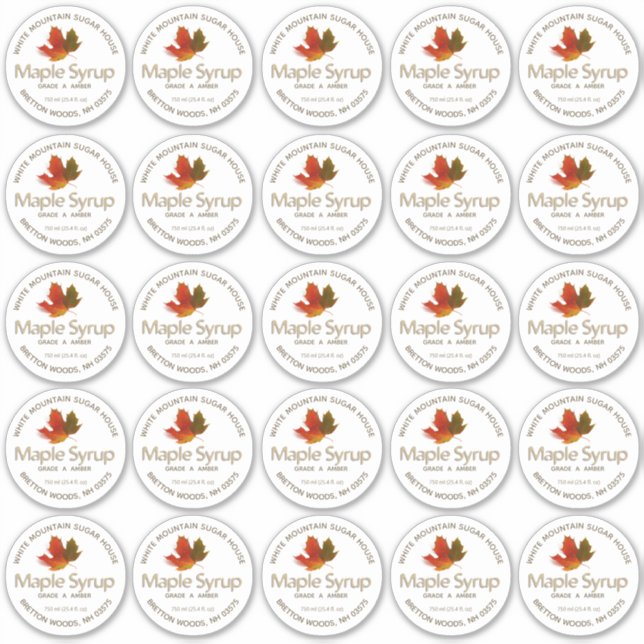 Sirop d'érable Étiquette personnalisé couleur feui (Devant)