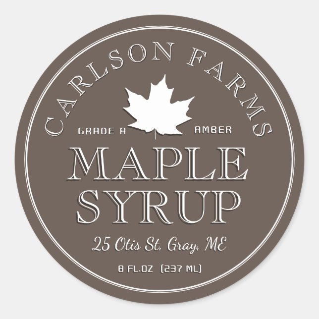 Sirop d'érable modifié Étiquette feuille d'érable  (Devant)
