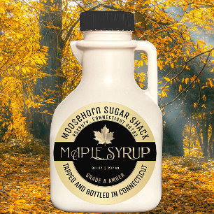 Sirop d'érable Nom Étiquette sur dégradé d'or
