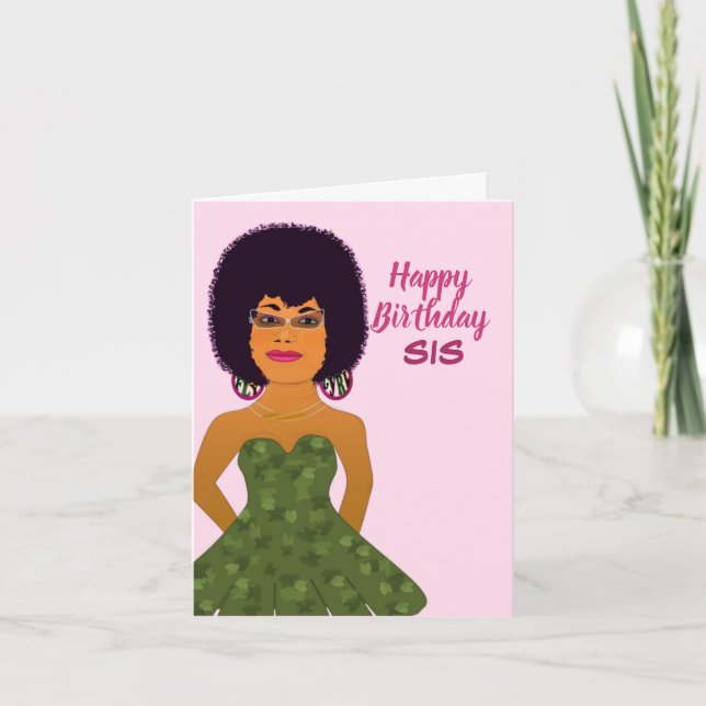 Sis African American Happy Birthday Karte (Vorderseite)
