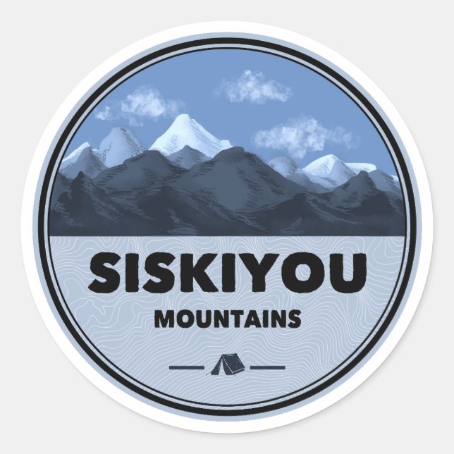 Siskiyou Mountains California Camping Runder Aufkleber (Vorderseite)