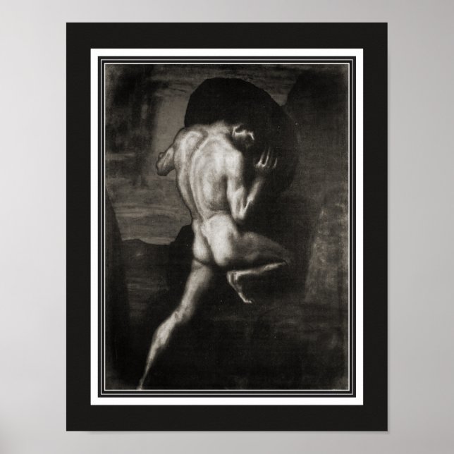 "Sisphyus" Jugendstil von Franz Von Stuck Poster (Vorne)