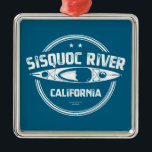 Sisquoc River California Kayaking Ornament Aus Metall<br><div class="desc">Der Sisquoc Fluss in der Nähe von Santa Barbara California fließt ungefähr 85 km von seinem Gewässer im San Rafael Wilderness bis zu seinem Zusammenfluss mit dem Cuyama River.</div>
