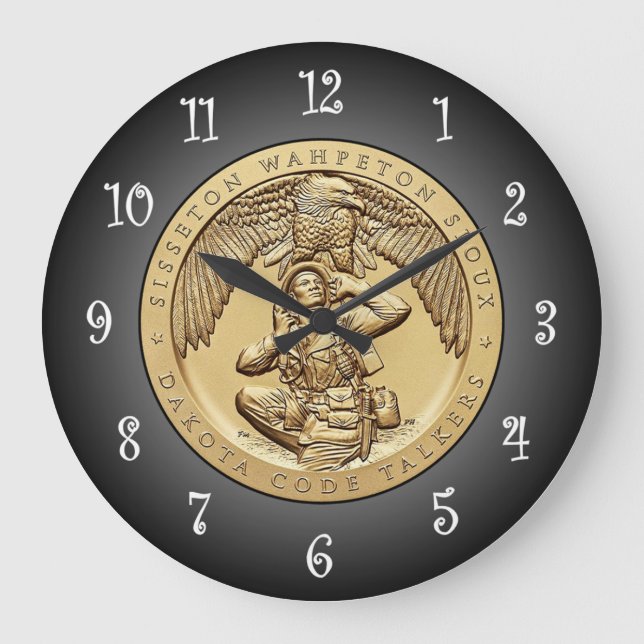 Sisseton Wahpeton Oyate Sioux Code Talkers ~ Große Wanduhr (Vorderseite)