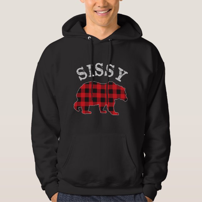 SISSY Bear RED Black Buffalo Kariert Mama Checkerb Hoodie (Vorderseite)