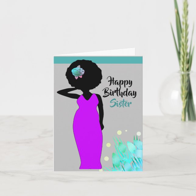 Sister African American Happy Birthday Card Karte (Vorderseite)