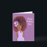 Sister African American Happy Birthday Card Karte<br><div class="desc">Diese niedliche Karte zeigt eine afroamerikanische Frau mit einem üppigen Afro- und Winkelkleid. Schicken Sie diese coole Karte mit einer herzlichen Nachricht an Ihre Schwester,  um ihr zu lass zu geben,  wie sehr Sie sie schätzen.</div>