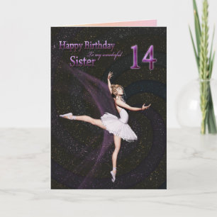Sister age 14, a ballerina birthday card karte