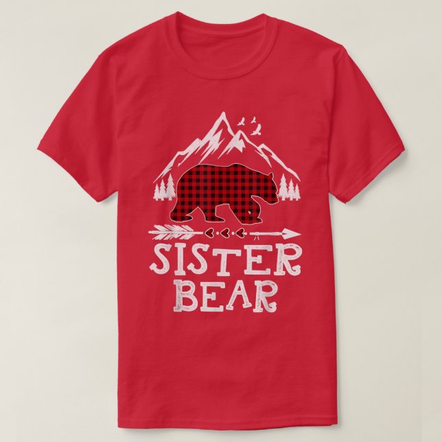 Sister Bear Christmas Pajama Red Kariert Buffalo F T-Shirt (Design vorne)