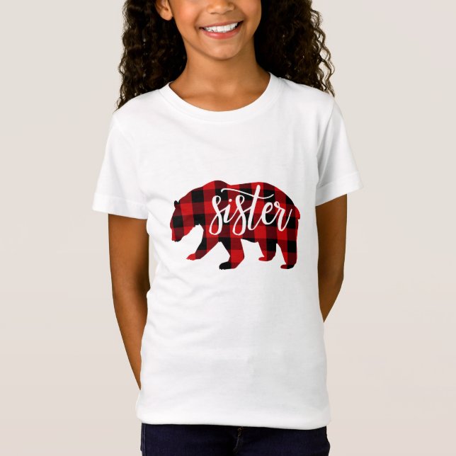Sister Bear | Rot Kariert T-Shirt (Vorderseite)