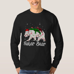 Sister Bear Two Cubs Green Kariert Christmas Pajam T-Shirt