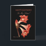 Sister Birthday Belladonna Lily Karte<br><div class="desc">Sie sind auf die schönsten Grußkarten der Blume auf Zazzle gestoßen. Ein auffallendes Bild einer farbenfrohen Blume auf schwarzem Hintergrund, mit passenden Grüßen für einen Anlass. Die Vorderseite ist nicht nur schön, die Rückseite hat auch ein Bild von der vorderen Blume. Wenn der Empfänger fertig ist, rahmen diese Schönheit in...</div>