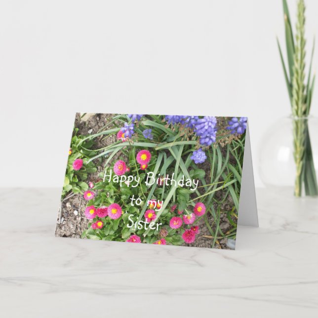 Sister Birthday Blume Bed Karte (Vorderseite)