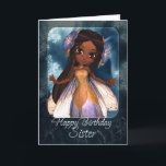Sister Birthday Card - Cute Blue Fairy Karte<br><div class="desc">Sister Birthday Card - Cute Blue Fairy</div>