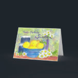 Sister Birthday Card Lemon Daisy Watercolor Karte<br><div class="desc">Eine Schüssel mit leuchtend reifen Zitronen und blühenden,  schastenblauen Blume in Aquarell gemalt.</div>