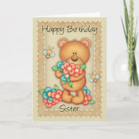 Sister Birthday Card With A Bunch Of Birthday Hugs
