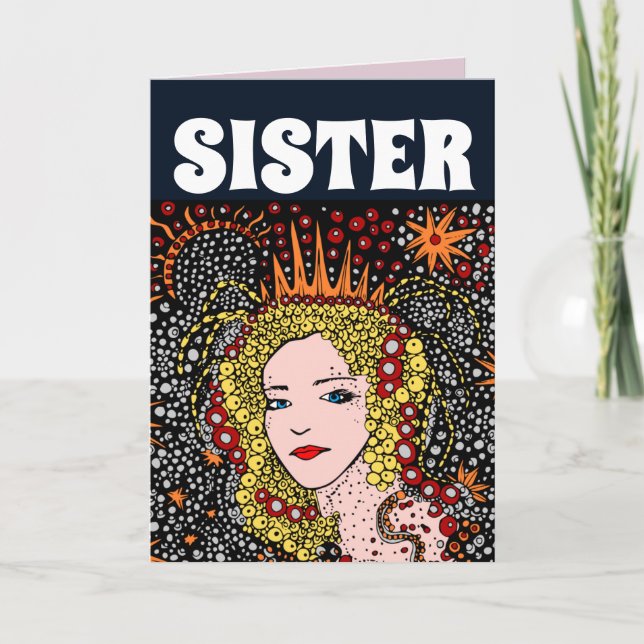 SISTER BIRTHDAY HÜBSCH LADY QUEEN CARDS DANKESKARTE (Vorderseite)