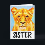 SISTER BIRTHDAY LIONESS LION GREETING CARD KARTE<br><div class="desc">LIONESS GEBURTSTAGSKARTE FÜR SCHWESTER</div>