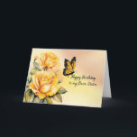 Sister Birthday Yellow Roses Monarch Butterfly Karte<br><div class="desc">Feiern Sie mit dieser Karte den Geburtstag Ihrer Schwester. Mit Aquarellgelben Rosen und einem zarten Monarchen-Schmetterling verziert,  fängt es das Wesen Ihrer besonderen Bindung ein. Ein nachdenklicher und zeitloser Geburtstagswunsch für eine geschätzte Schwester,  die Ihre Welt aufhellt.</div>