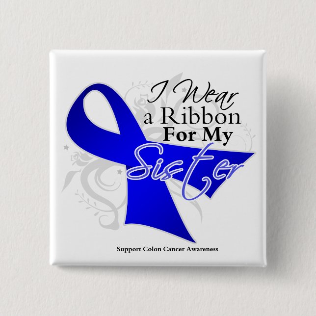 Sister Blue Ribbon - Colon Cancer Button (Vorderseite)