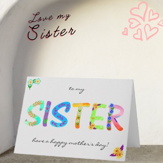 SISTER Bold Bohemisch Mother Day Card Karte (Von Creator hochgeladen)