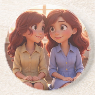 Sister Bond – Beautiful Sisters Illustration Art Getränkeuntersetzer