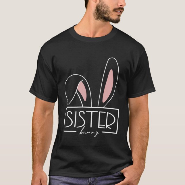 Sister Bunny Costume Egg Hunt Familie Kaninchenohr T-Shirt (Vorderseite)