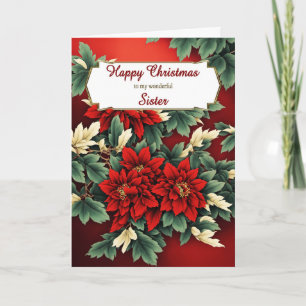 Sister Christmas Poinsettias Feiertagskarte